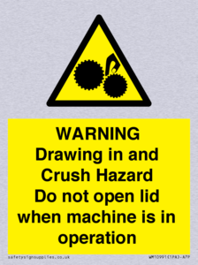 Warning Drawing in and Crush Hazard